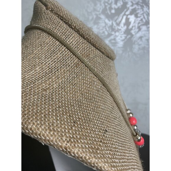 Red & Silver Necklace With "M" Pendant On Adjustable Chain - Picture 3 of 4